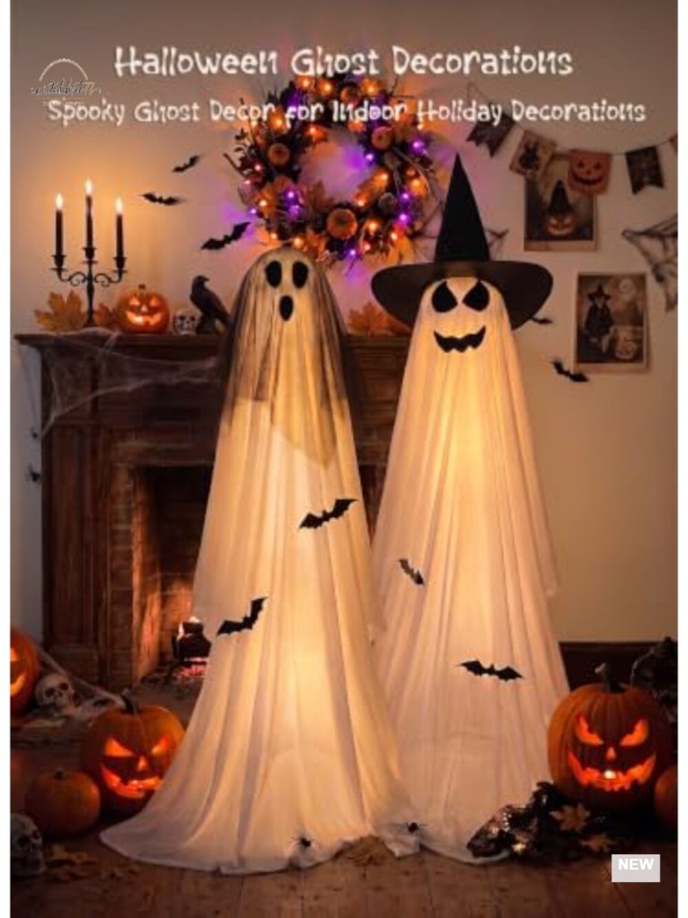 2 Pack Light Up Halloween Ghost Decorations with Remote, Timer, Adjustable - Picture 2 of 6